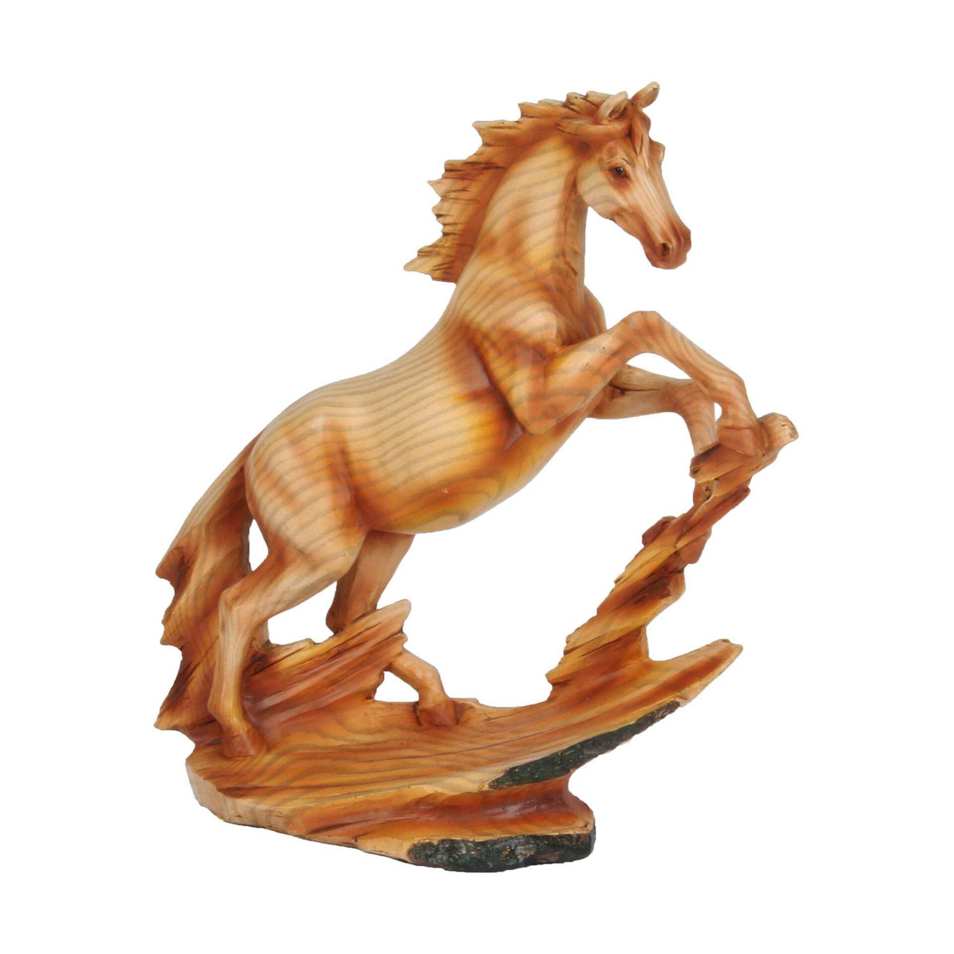 Wood Collection Effect Horse Standing Statue Ornament Figurine