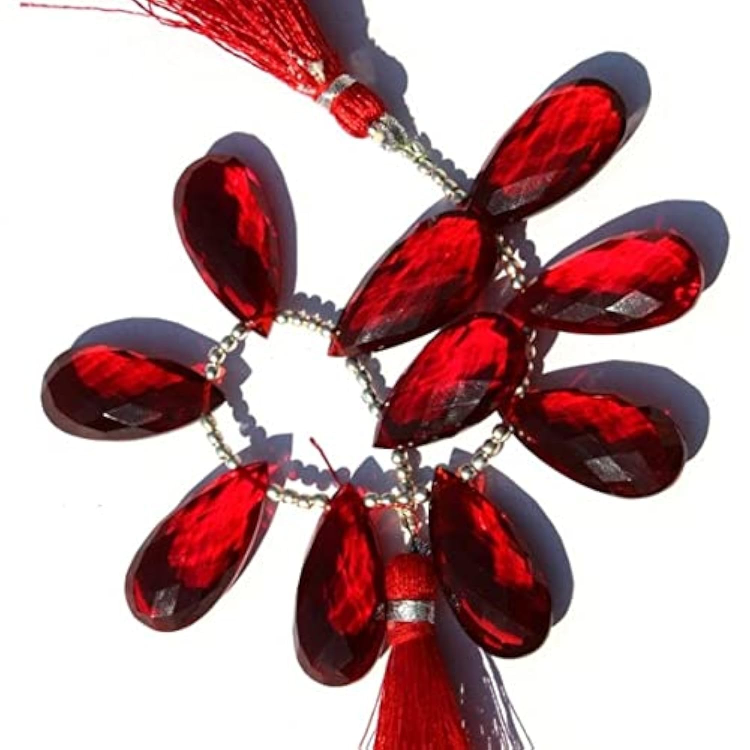 Briolette en quartz rouge 12x24 mm pour créer vos colliers et boucles d'oreilles