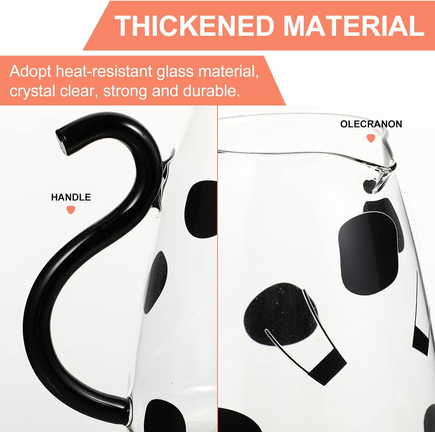 DOITOOL Coffee Creamer Cute Cow Shape Water Pitcher Glass Tea Kettle Cartoon Tea Pitcher Microwave-safe Coffee Kettle Glass Cups