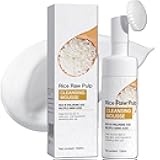 Rice Facial Cleanser, Gentle Face Cleanser, Foaming Face Wash with Silicone Brush, Hydrating Face Wash with Amino Acid, Foaming Face Wash for Sensitive Skin, Facial Cleansing Washes for Acne Dry Skin