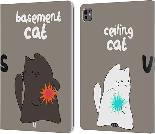 Miniatura 8 de Head Case Designs Ceiling Cat Saves Vanilla Ceiling Cat Vs Basement Cat Leather Wallet Case Compatible with Apple iPad Air 2 (2014) Gato de techo