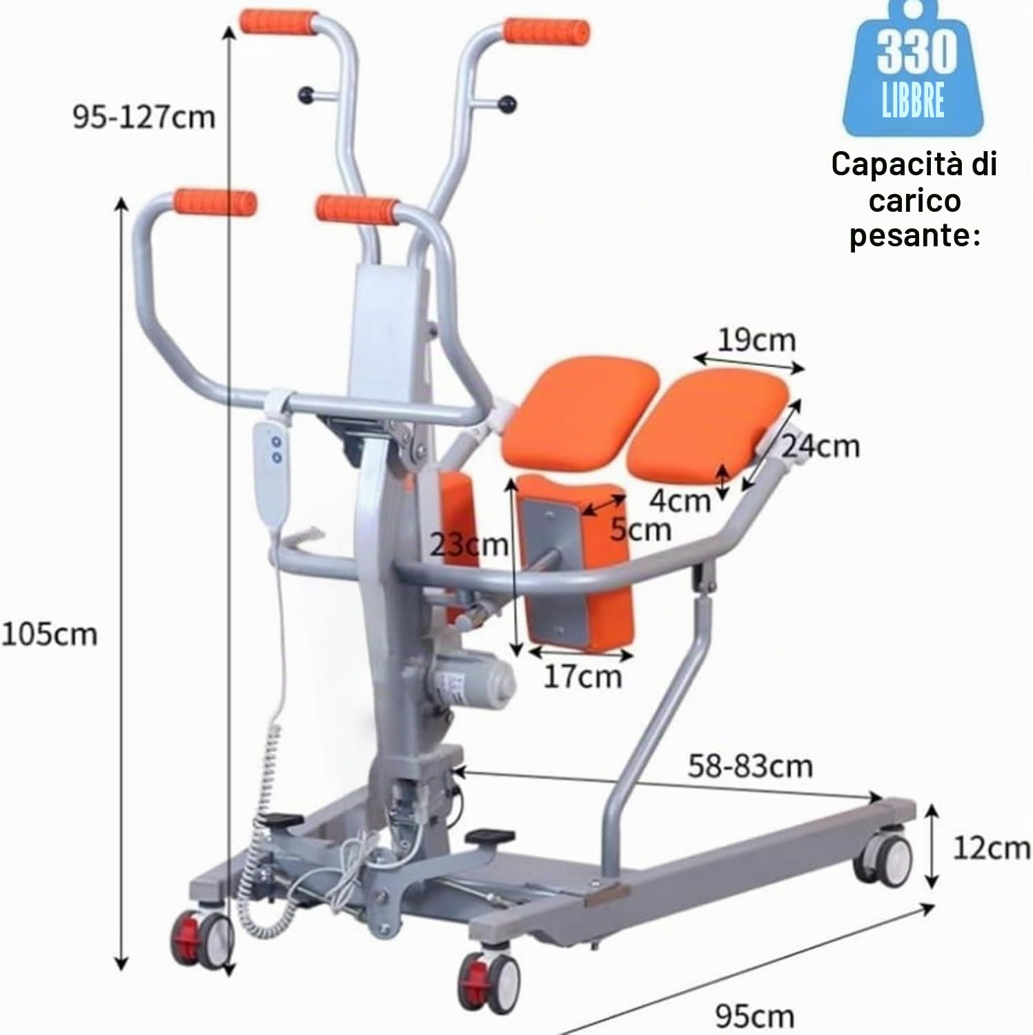 Genérico Sollevatore Elettrico disabili, Sistema di Sollevamento per Trasferimento Pazienti, Motore Potente 6000N Sedia Sollevamento Pazienti per Casa, Ospedale, Assistenza Sanitaria Up to 150kg