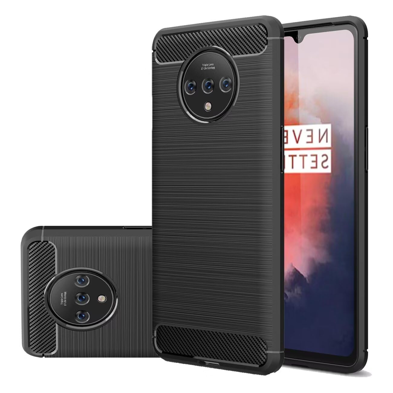 Gufuwo Case for OnePlus 7T Case, HD1907 Case, Slim Thin Carbon Fiber Phone Case TPU Soft Back Cases Anti-Scratch Shockproof Protective Cover for