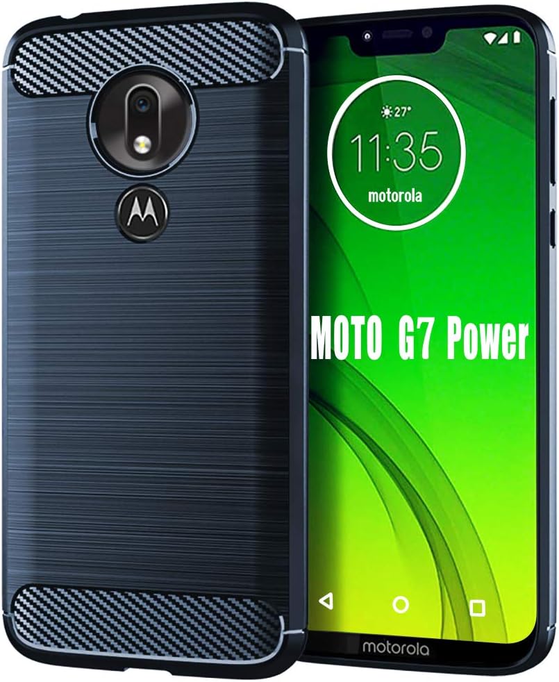 HNHYGETE for Moto G7 Power Case,Moto G7 Supra Case, Soft Slim Shockproof Anti-Fingerprint Full Protective Phone Cases for Motorola Moto G7 Power 2019 (Blue)