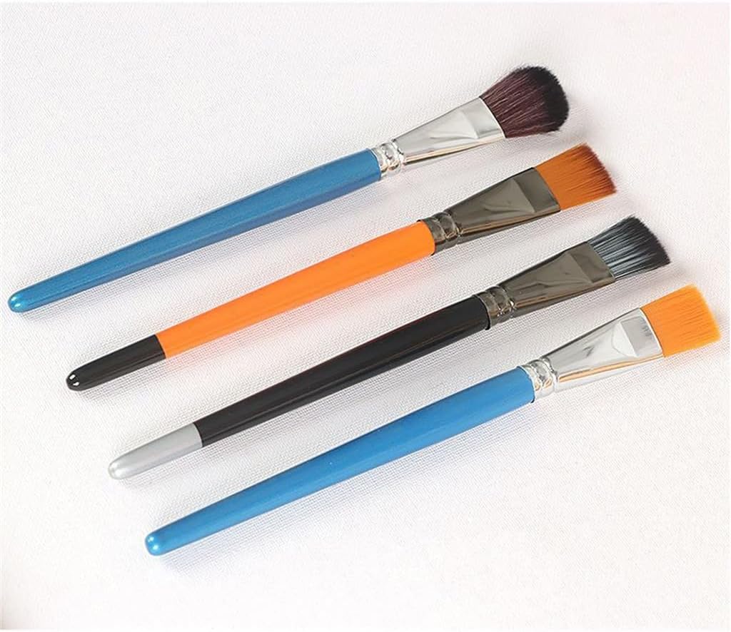 Nylon Hair Flat Tip Gouache Pen Watercolour Oil Paint Paint Student Art Drawing Brush (Multicolor 18.4Cm)