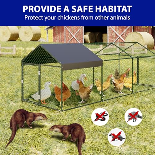 120"x40"x40" Large Chicken Coop, 3 Compartments Chicken Run with 2 Doors & Waterproof Cover, Walk in Poultry Cage for Hen, Rabbit, Duck, Goose, Black - Image 4