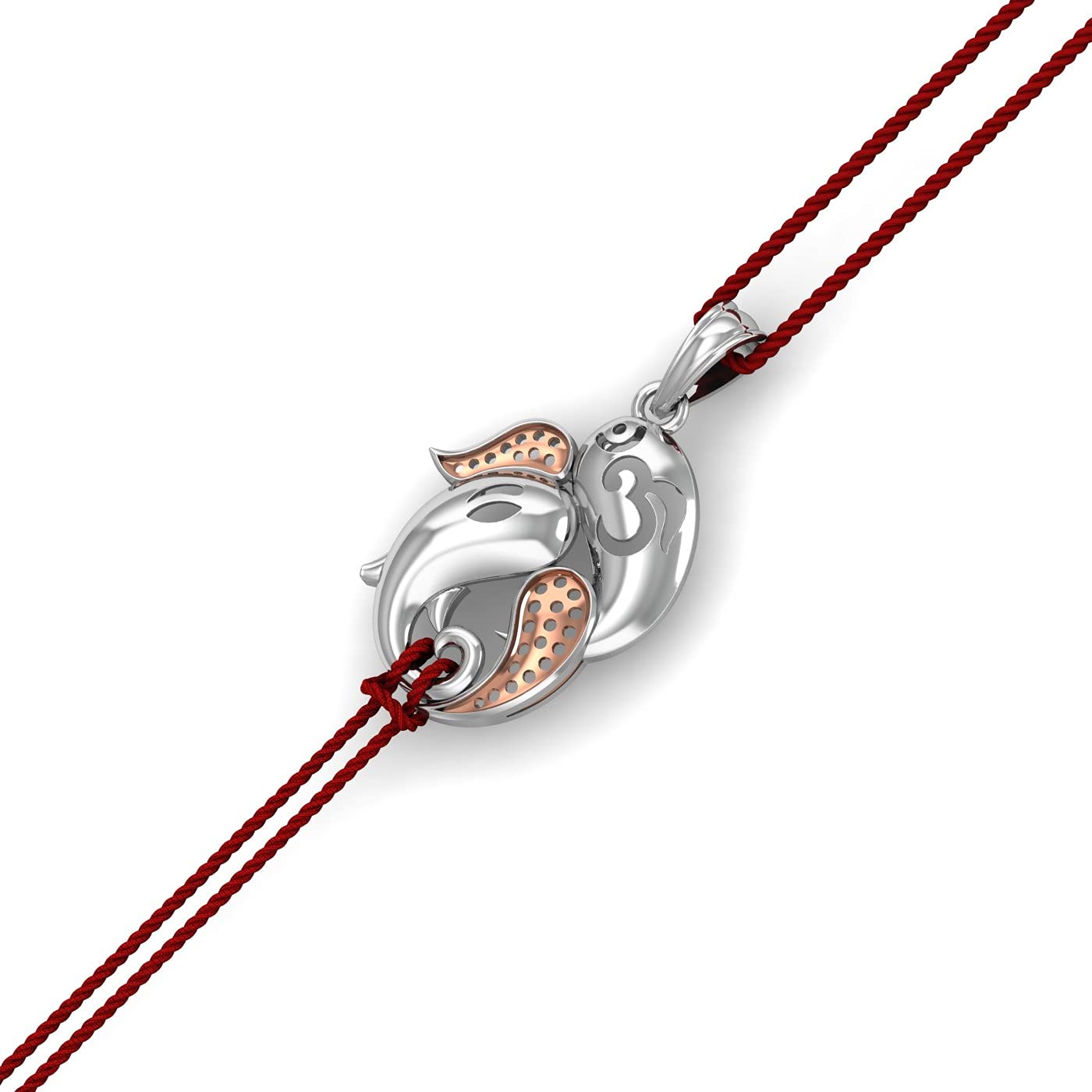 KuberBoxGanesha 925 Sterling Silver Rakhi Bracelet for Raksha Bandhan for Men & Boys (White)