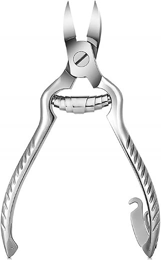Beauté Secrets Large Heavy Duty Toe Nail Clippers for Thick Nails, Manicure & Pedicure, Double Barrel Spring. Super Sharp Curved Stainless Steel 20mm Tip, Silver