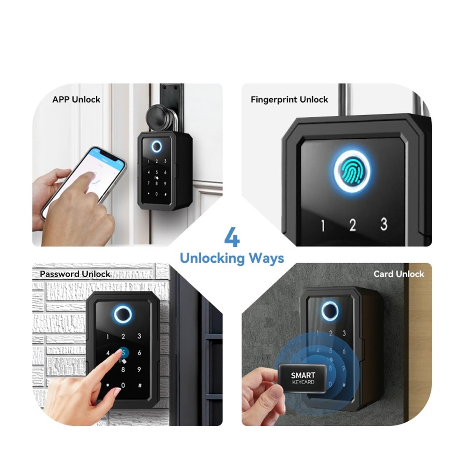 Smart Mini cassetta di sicurezza con serratura a chiave, impermeabile digitale sblocco impronte digitali, combinazione controllata da APP Ttlock, cassaforte per chiavi di casa e oggetti di valore