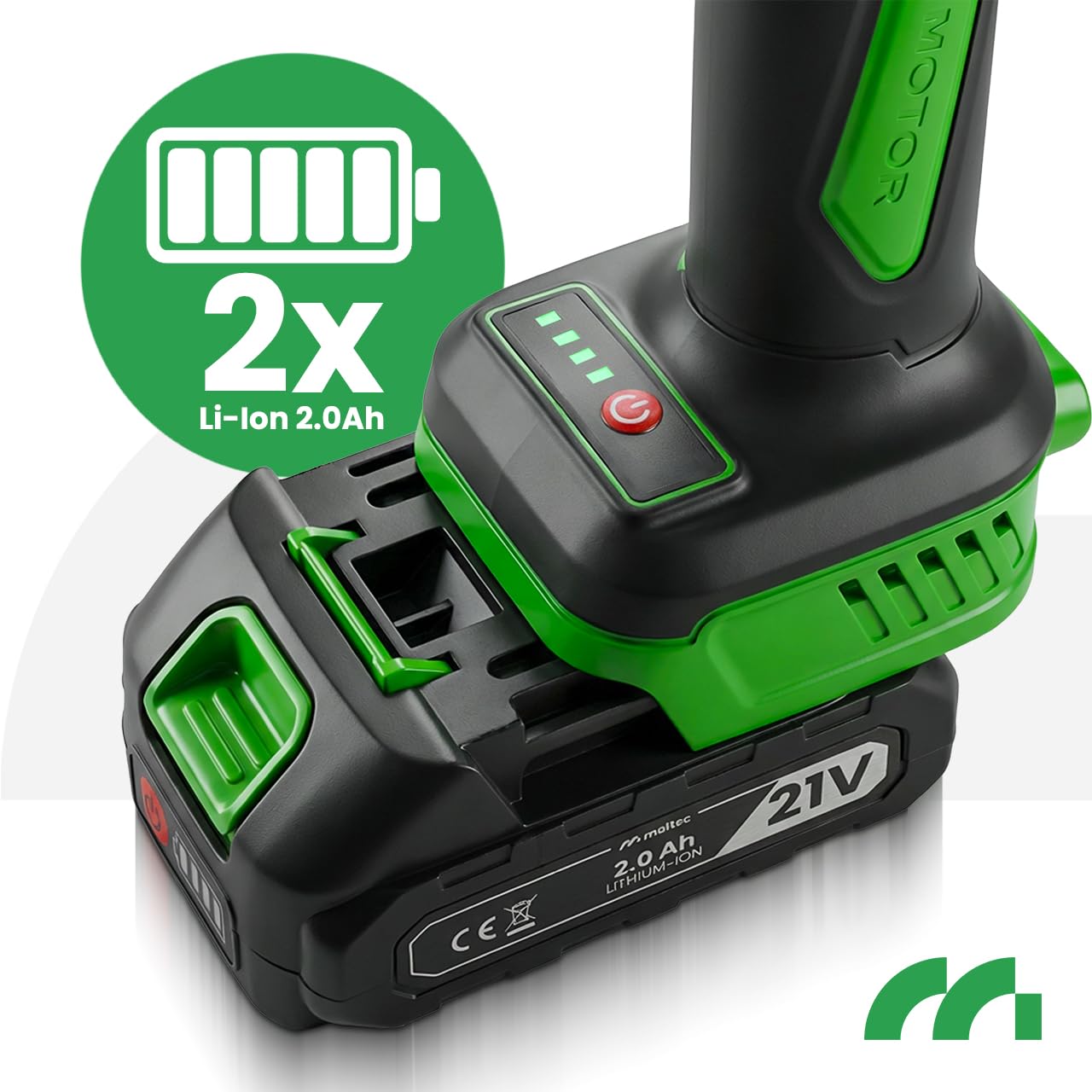 MalTec Sécateur électrique sans fil professionnel Diamètre de coupe 40 mm 2 batteries 21 V avec mallette