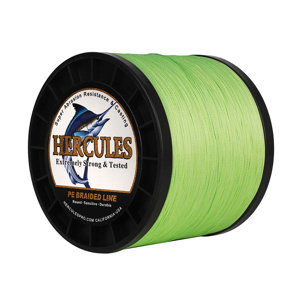 Hercules Braided Fishing Line 2000m 2187yds 10lbs-200lbs Pe Superline 8 Strands (Fluorescent Green 150lb/68kg 0.62mm)