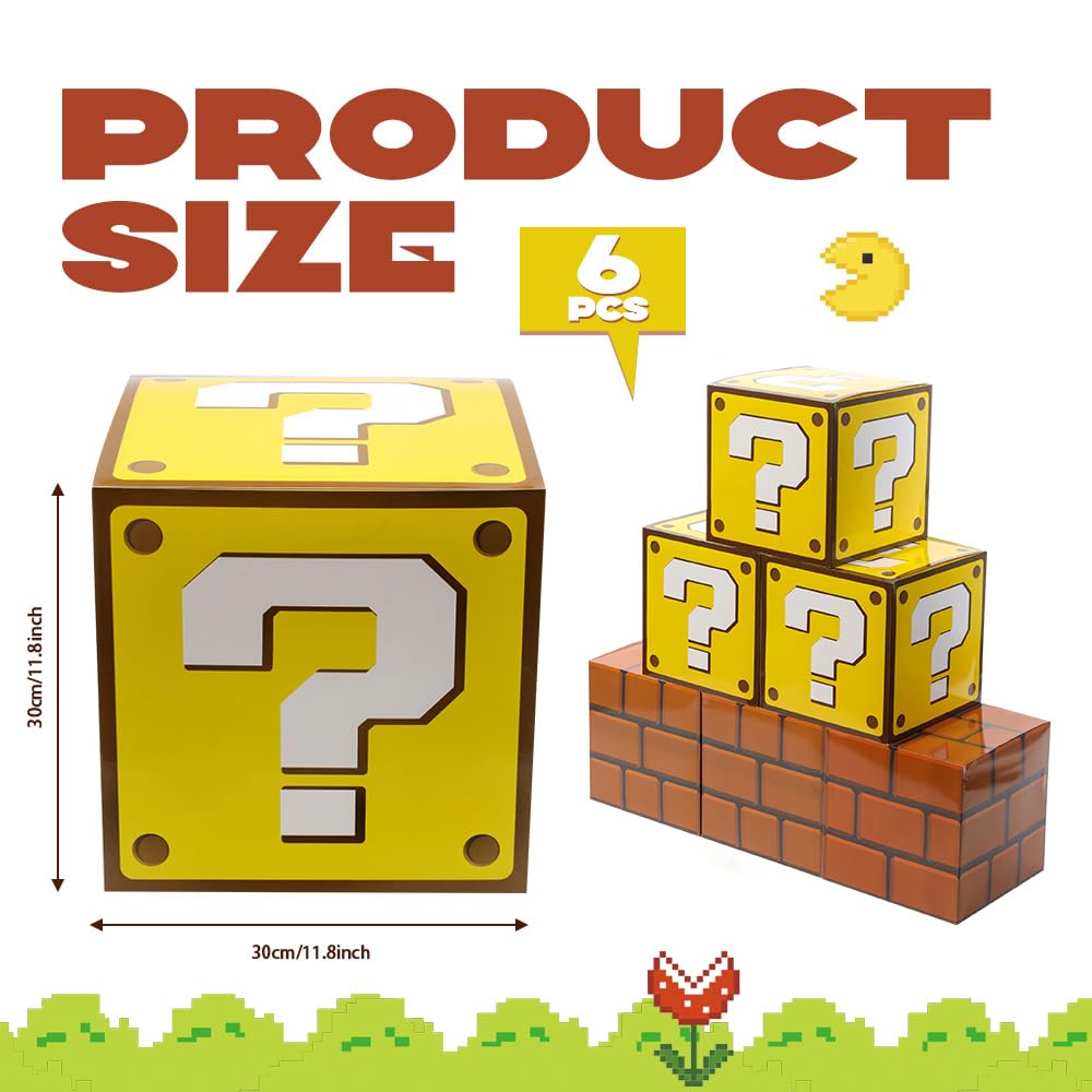 SUYEPER 6PCS Big Party Boxes for Children's Birthday Parties - Question & Brick Boxes Game & Favor Props (11.8 x 11.8 Inch)