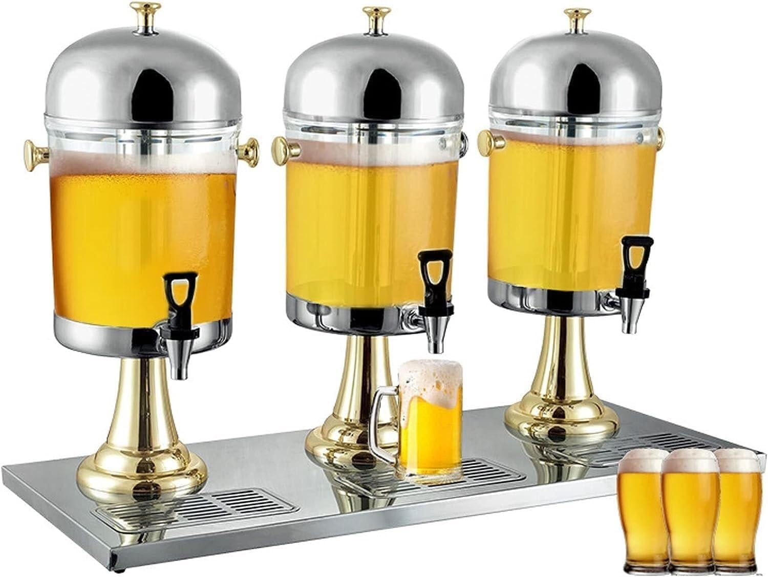 HCZKIUJY Drink dispensers for parties, 24 Liters Drink Beverage Dispensers, Stainless Steel Tea Water Dispenser, for Party Cafe Restaurants Bars Home Use (Gold)