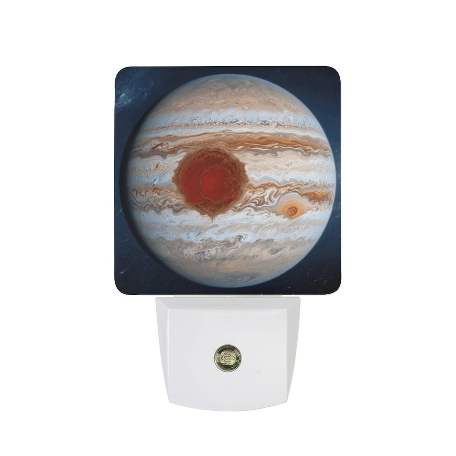 FodPand Night Light Plug Into Wall with Dusk to Dawn Sensor 0.5w Modern LED Jupiter Great Red Spot Plug in Night Lamp Warm White Glow Nightlight for Bedroom Hallway Kitchen Bathroom Stairs Corridor