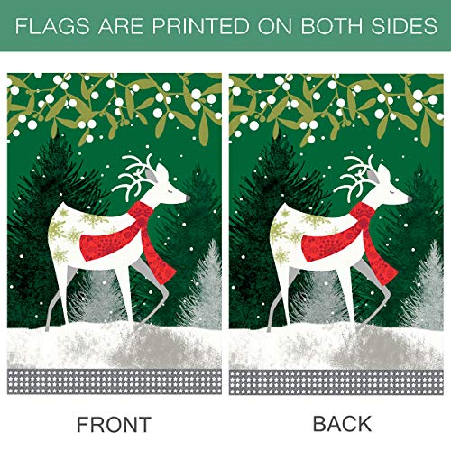 Morigins Welcome Winter House Flag Decorative Deer With Red Scarf Outdoor Yard Flag 28X40 Inch #TOP2