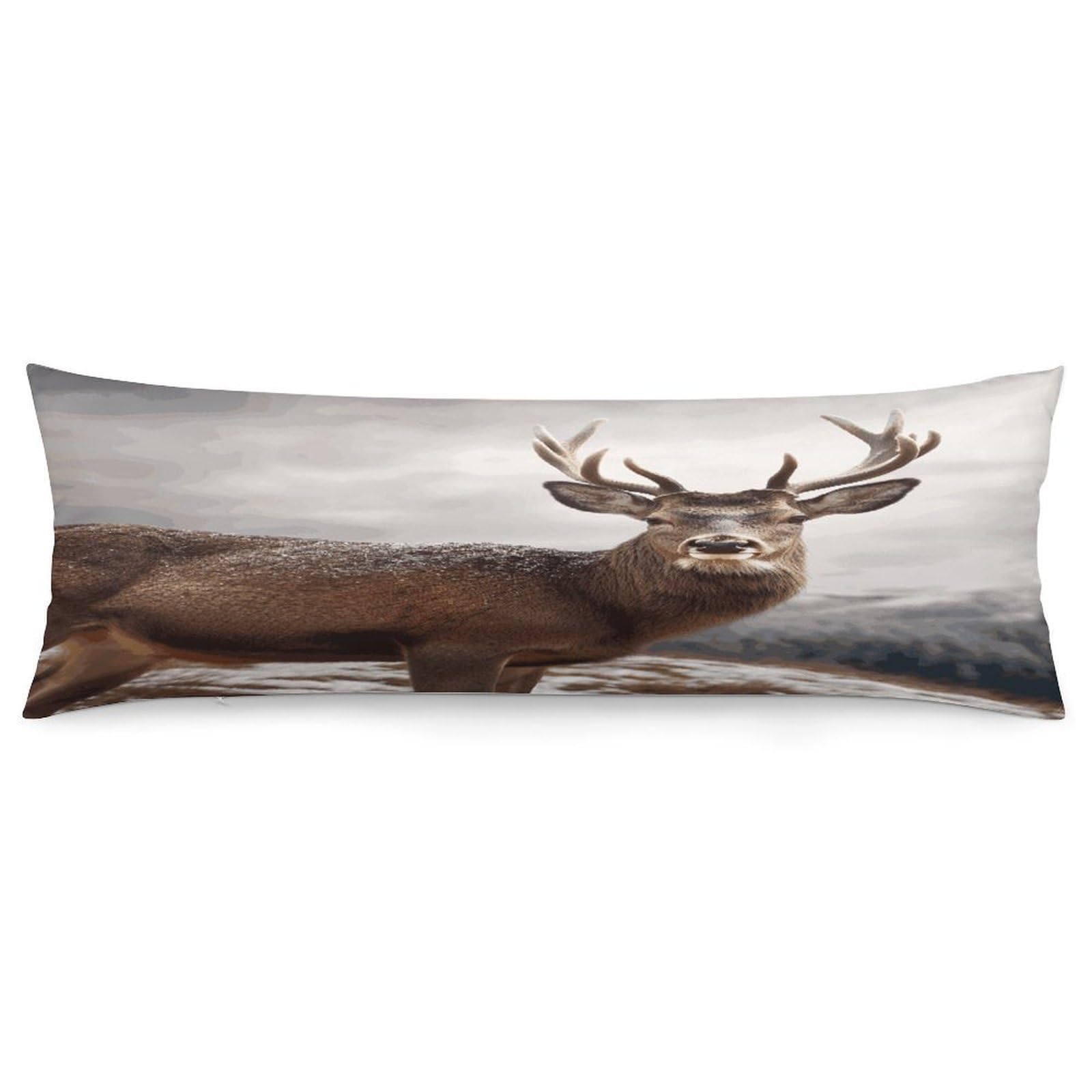 Wild Animals Deer Throw Pillow Covers with Silent Zipper Polyester Pillow Protectors Removable Pillow Cases Soft Pillowcase Cozy Pillow Sham Cushion Cover for Sofa Car Bed 20"x54"
