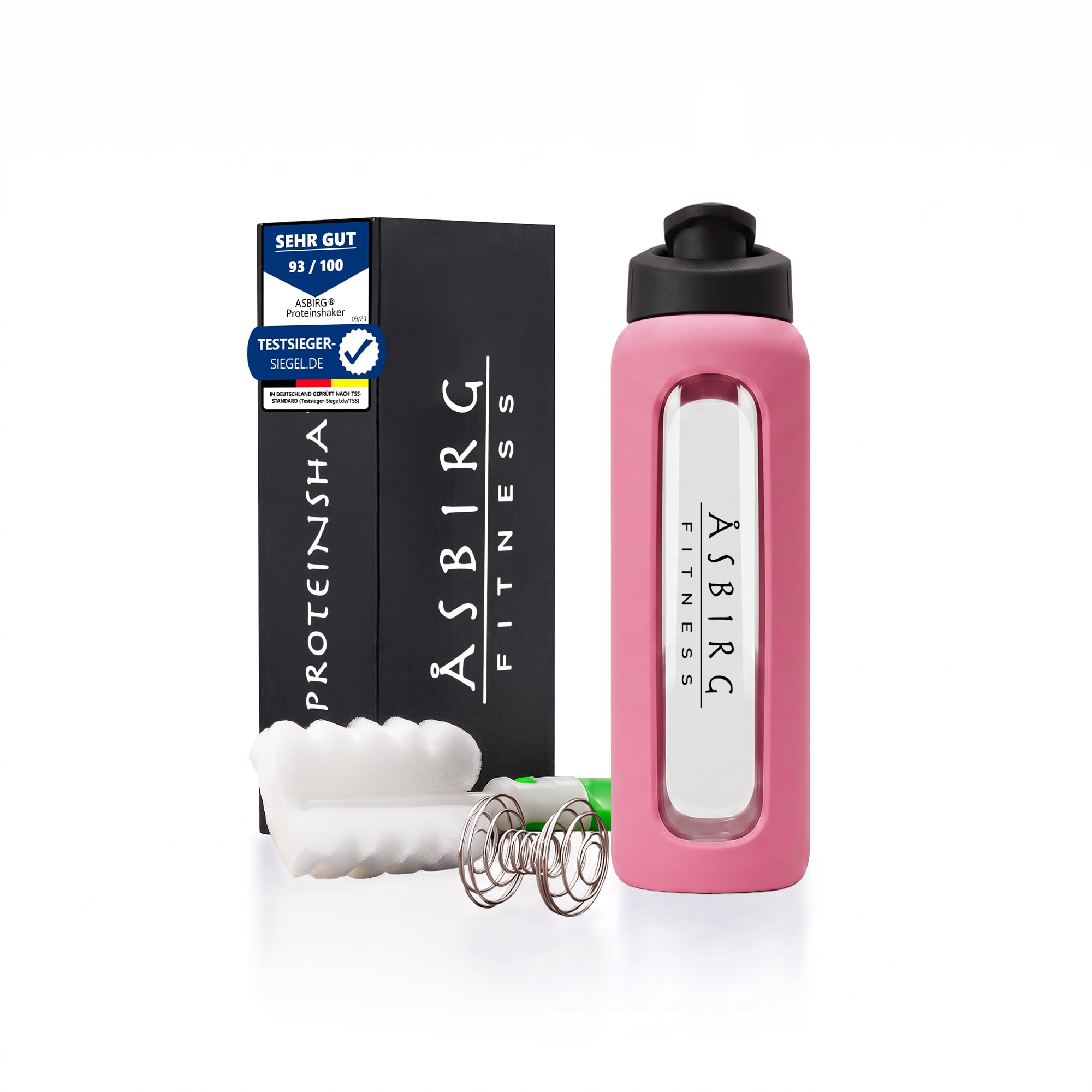 Mega Bundle – Lot de 5 Shakers en Verre 700 ml | Sans BPA | Verre Borosilicaté | Étanches | Avec Bille Mélangeuse | 5 Couleurs