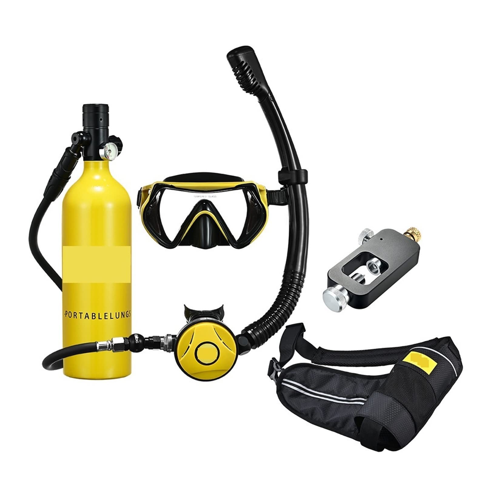 Portable Dive Cylinder, Snorkel Underwater Diving Rebreather Portable Deep Snorkeling Equipment(Blackhead in Yellow Bottle)