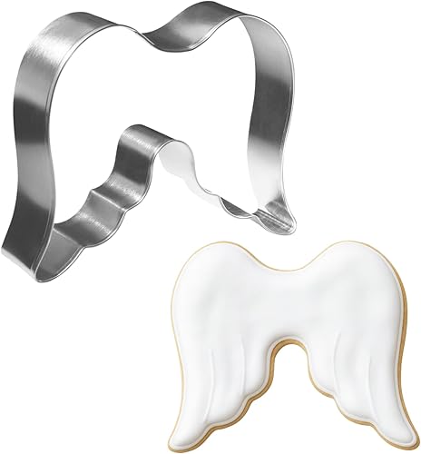 Foose Angel Wings - Cortador de galletas de acero estañado de 4 pulgadas, molde para galletas de alas de ángel
