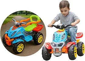 Quadriciclo Infantil 2 em 1, Carrinho de Passeio com Haste e Pedal, Suporte para Pés, Anel de Segurança, Porta Objetos, 51x61x92cm, Para 9 Meses Até 6 Anos, Capacidade 30kg (Unissex)