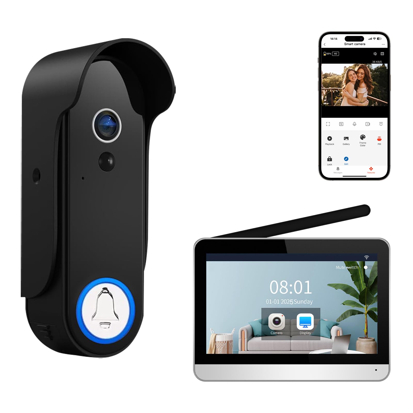 XPJ Wireless Doorbell Camera with 7