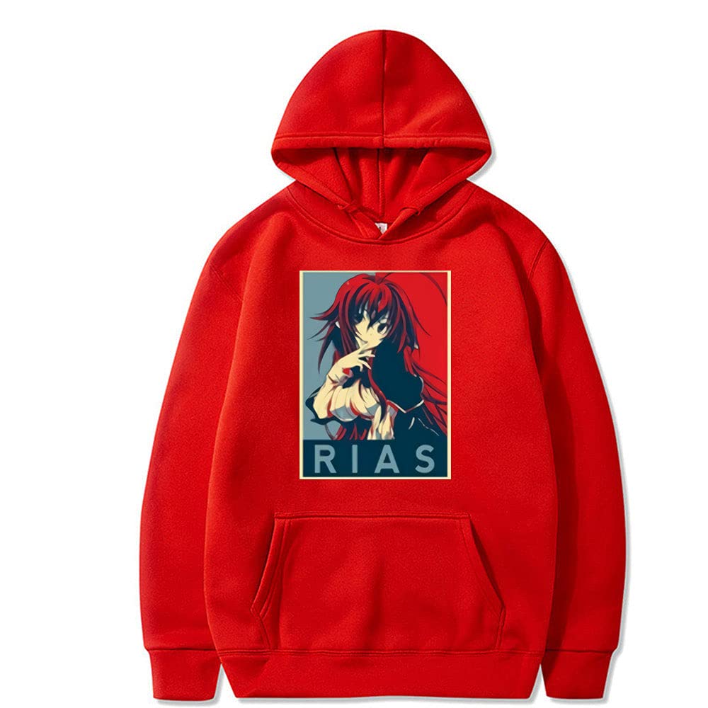 High School DxD - Rias Team Anime Print Autumn and Winter Velvet Hoodie Japanese Streetwear Men/Women Loose Casual