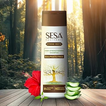SESA Ayurvedic Strong Roots Hair Shampoo And Conditioner 200Ml Strengthening Roots Nourishes Scalp Paraben & Sulphate Free For Men & Women, 6.76 oz