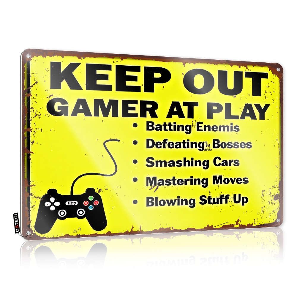 Sujd Colour Prints, Funny Wall Art Pool Ideas Keep Out Gamer At Play | Rustic Small Wall Art(30X40cm)