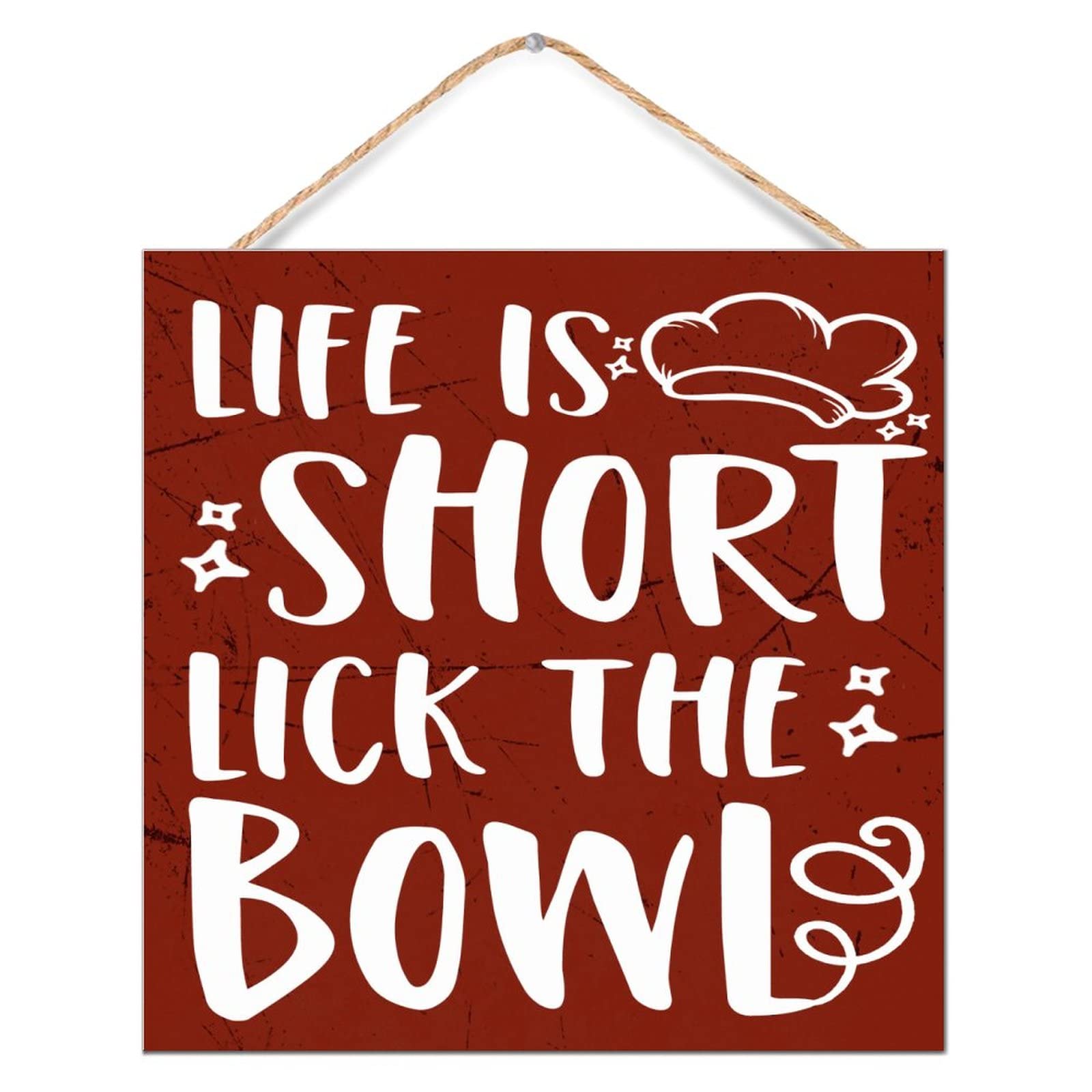Plaque murale décorative en bois Life Is Short panneau vintage 30x30 cm