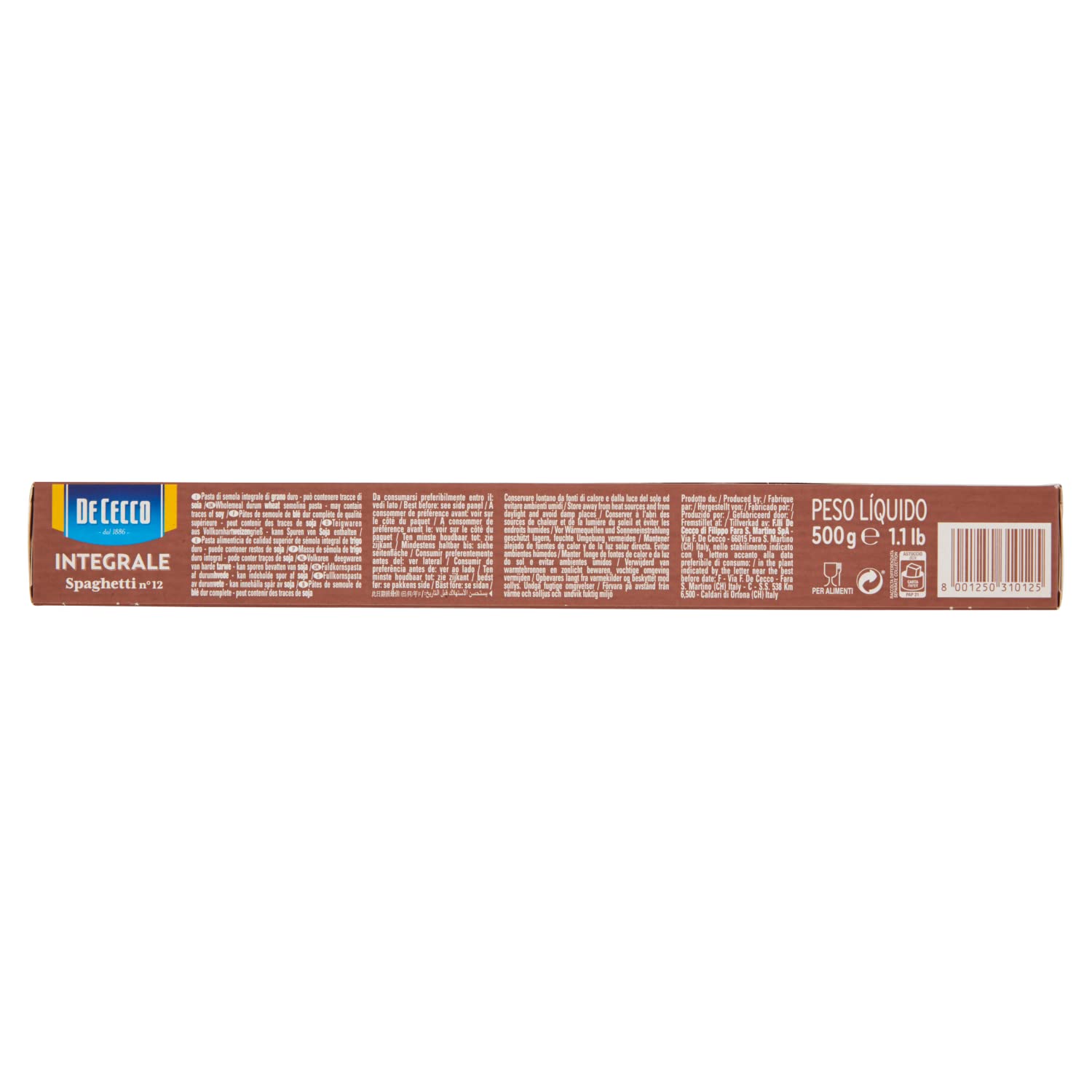 Italian Gourmet Pasta Spaghetti integrale n. 12 24 x 500g, Vollkorn Nudeln | Lange Form; aus ganzem Hartweizen, al dente Genuss für sugo al pomodoro, Gesamtnettogewicht 12 kg + Kostenlos Polpa 400g