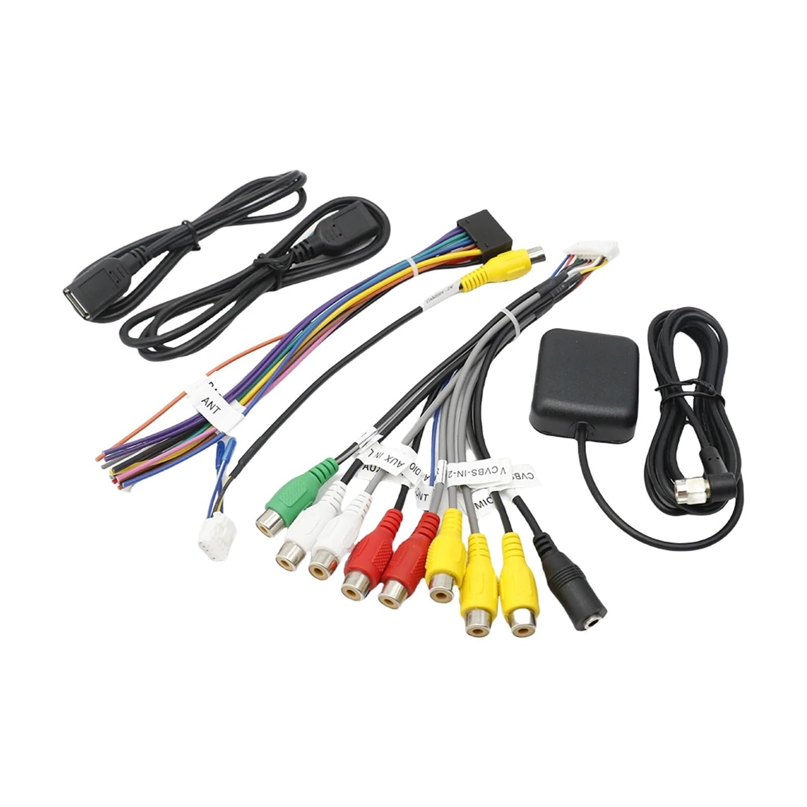 Set di cablaggi a 16 pin compatibile con il sistema Android universale for auto Adattatore USB Antenna GPS Microfono Video CVBS Audio Aux RCA Cavo Wifi