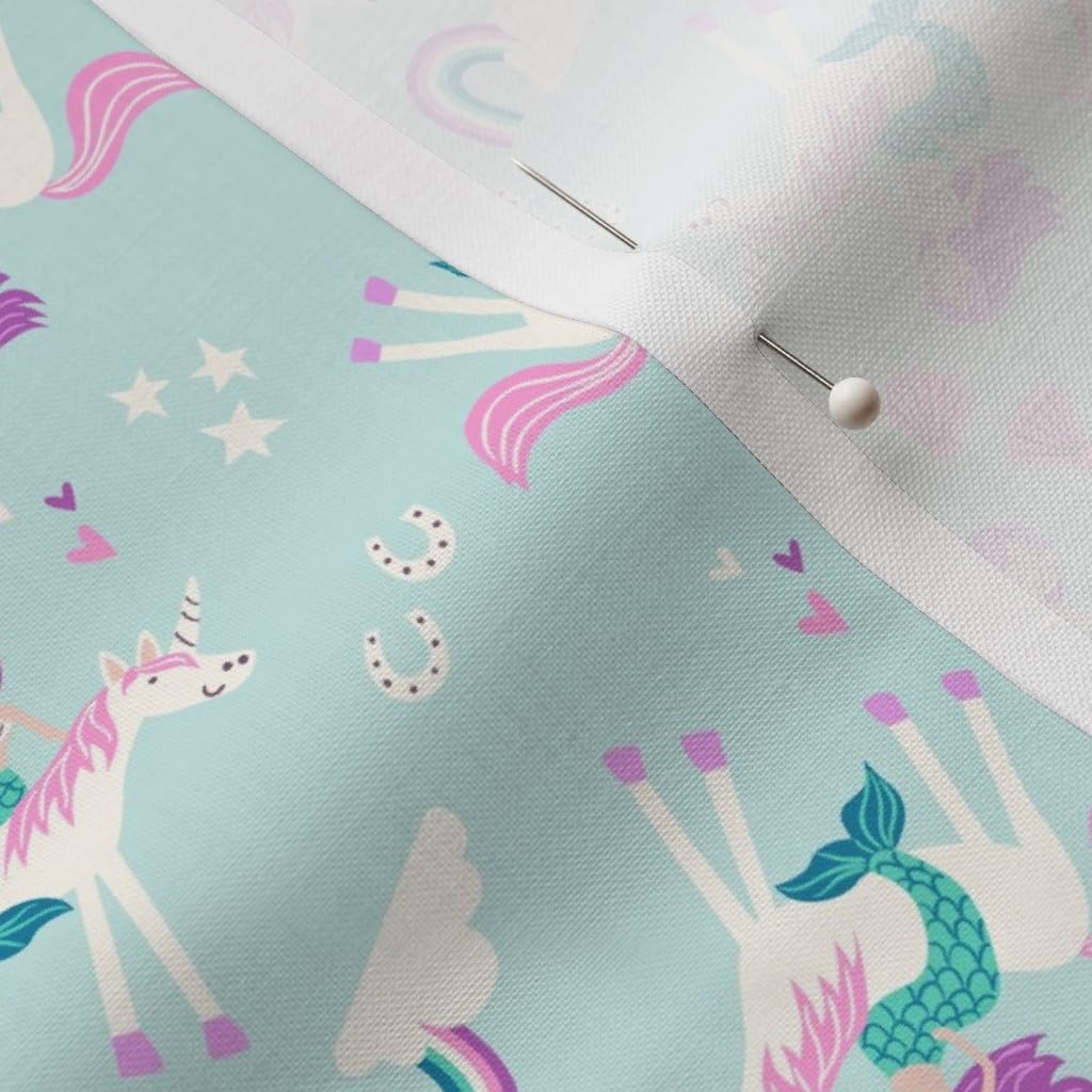 Spoonflower Fabric - Mermaid Unicorn Novelty Kids Cute Printed on Petal Signature Cotton Fabric by The Yard - Sewing Quilting Apparel Crafts Decor