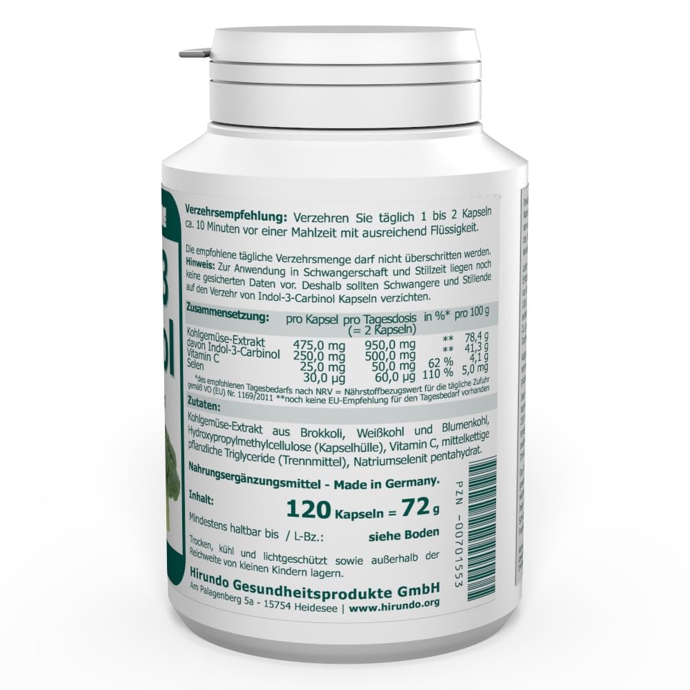 Indol-3-Carbinol 250 mg vegane Kapseln 120 Stk mit Vitamin C und Selen