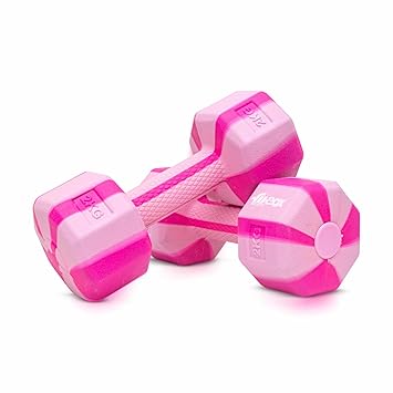 FitBox Sports Exclusive Blend Dumbbells 4kg Anti Slip Anti Rolling Dumbbells Set (2kg x 2) Snow/Pink, Polypropylene (PP);Polyethylene (PE) - image, photos