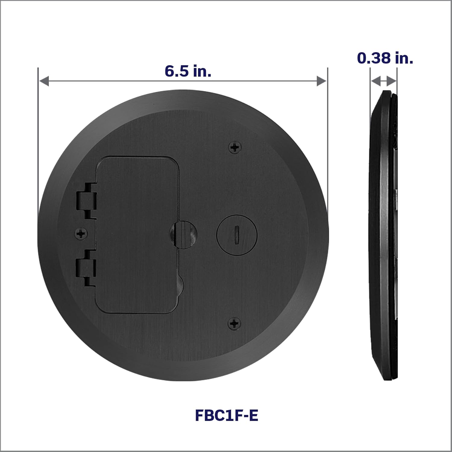 Leviton Concrete Floor Box Black Cover Plate, 1 Decora Flip Lid & 1 Data Cap, FBC1F-E, Black