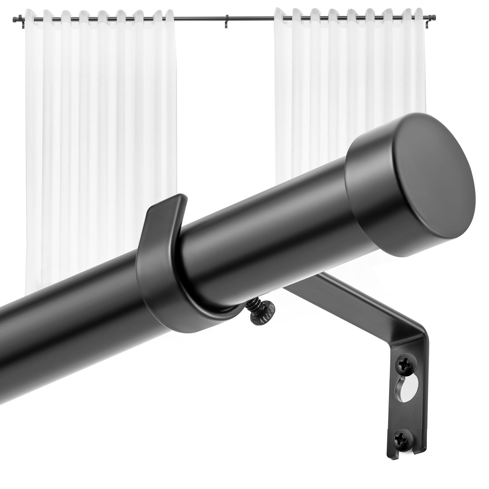 Tringle à rideaux réglable sans affaissement barre extensible en métal noir 225 cm