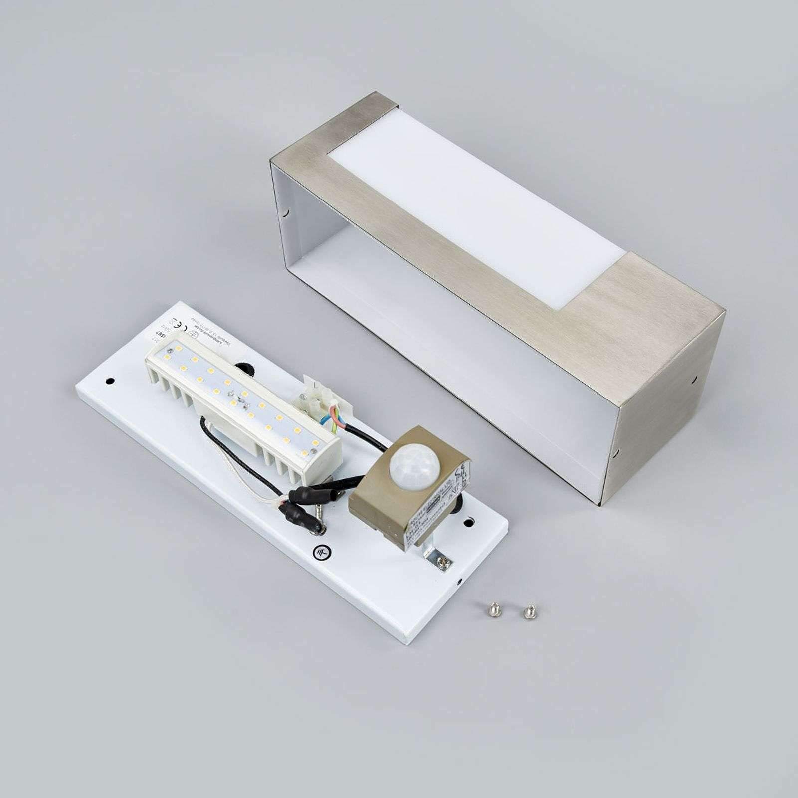 Lindby Edelstahl Wandlampe aussen mit Bewegungsmelder, Wandleuchte außen spritzwassergeschützt IP44 1x 6,5W LED Außenleuchte