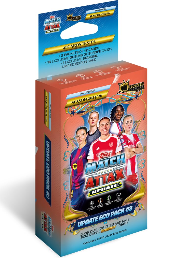 Topps UCC Match Attax 2025/26 Update Eco Pack #3 Queens of Europe 41 tarjetas 16 exclusivas edición limitada Star Girl