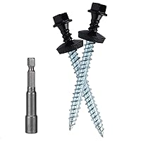 Vista 13 de Tornillos para techos de metal de 10 x 2 pulgadas, tornillo para techo de chapa metálica con cabeza hexagonal con arandela EPDM para techos