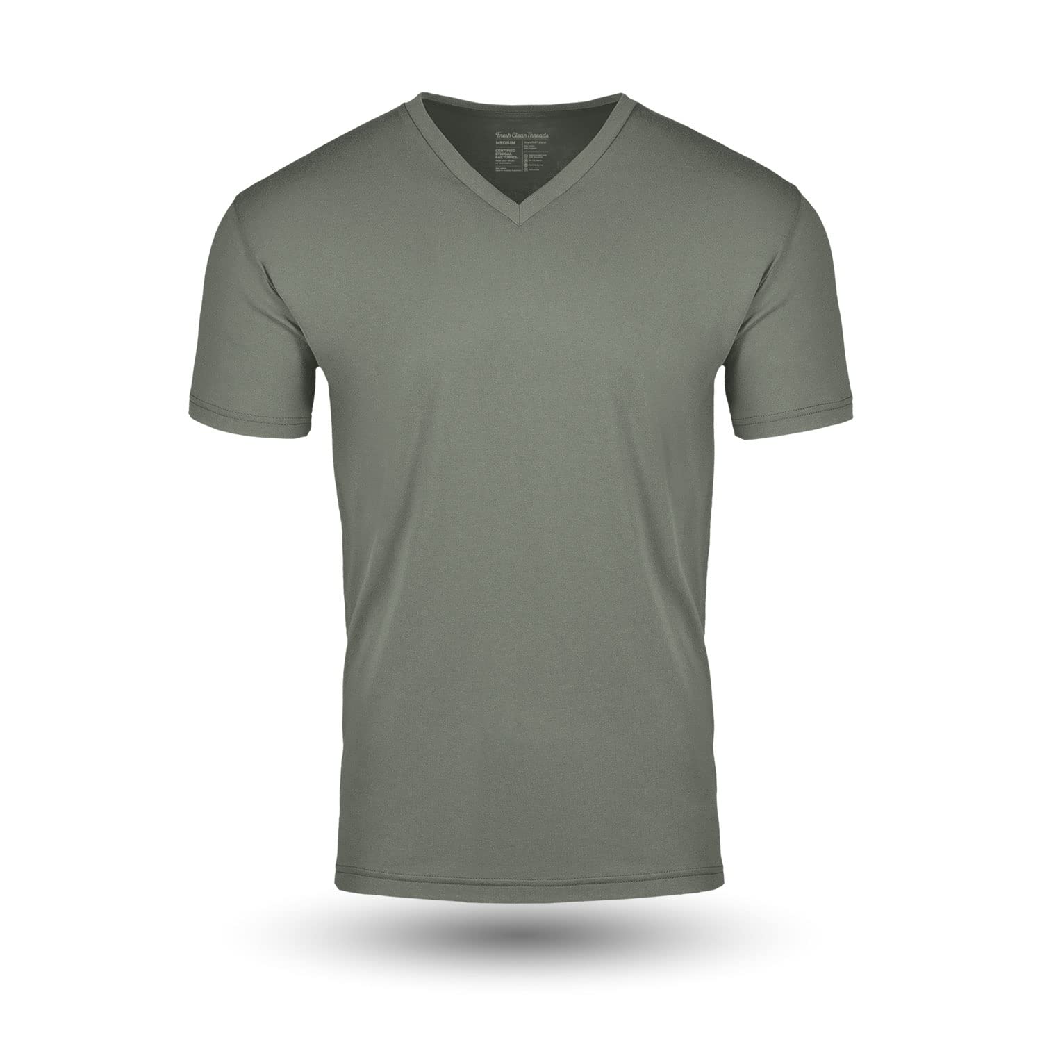 Fresh Clean Threads Light Green V-Neck T-Shirt for Men - Soft & Fit Mens V Neck Shirts - Cotton Poly - Pre Shrunk Premium Tee (S)