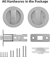 Vista 6 de Lethato 1 Paquete Redondo de Herrajes para Puerta Corredera de Níquel Cepillado, Cerradura de Puerta Corredera, Pestillo de Puerta Corredera