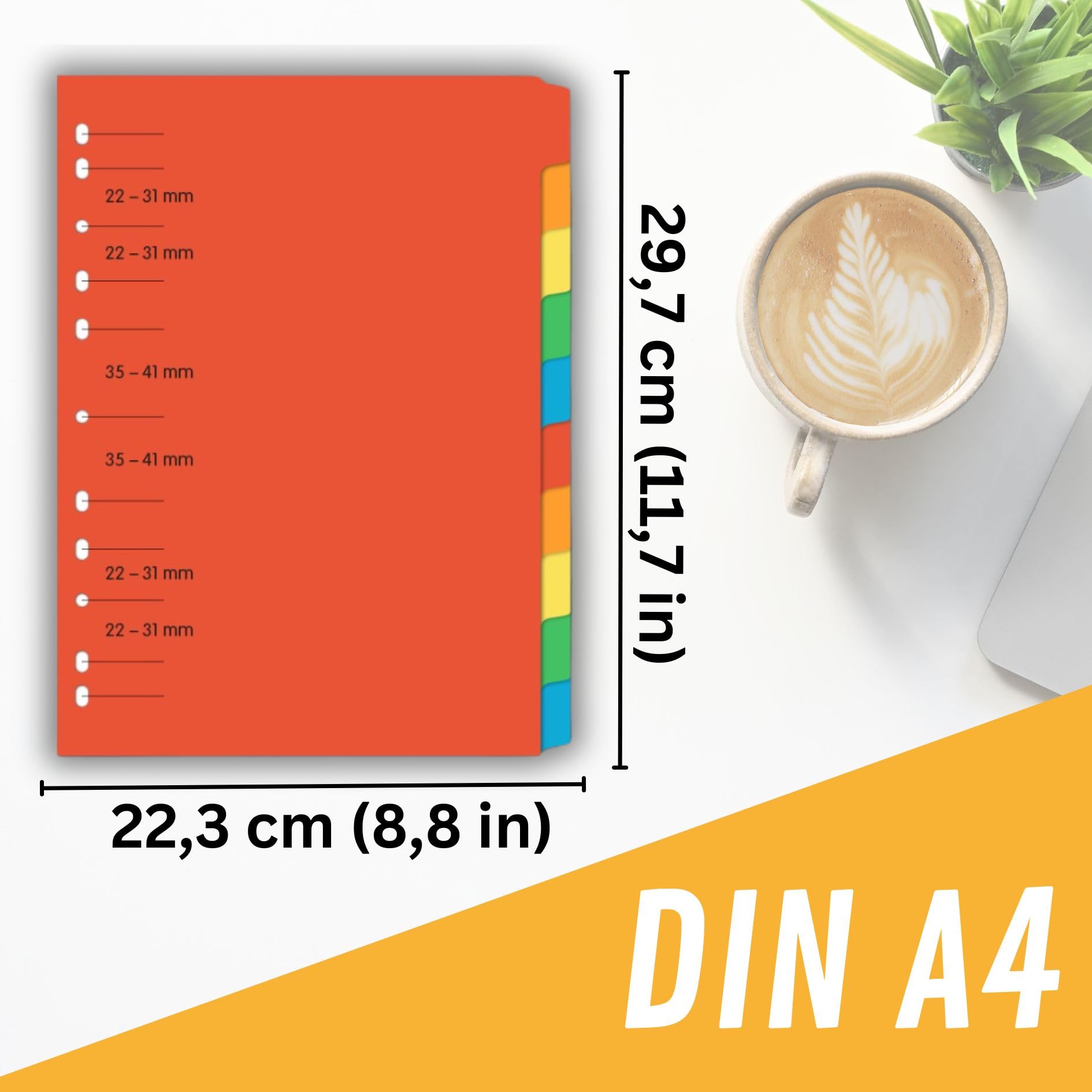 perfect line Zakładki do Segregatora DIN-A4, 10-elementowy Zestaw Zakładek do Segregatora 5 Szt, Kartonowe Przekładki, Separatory do Segregatora
