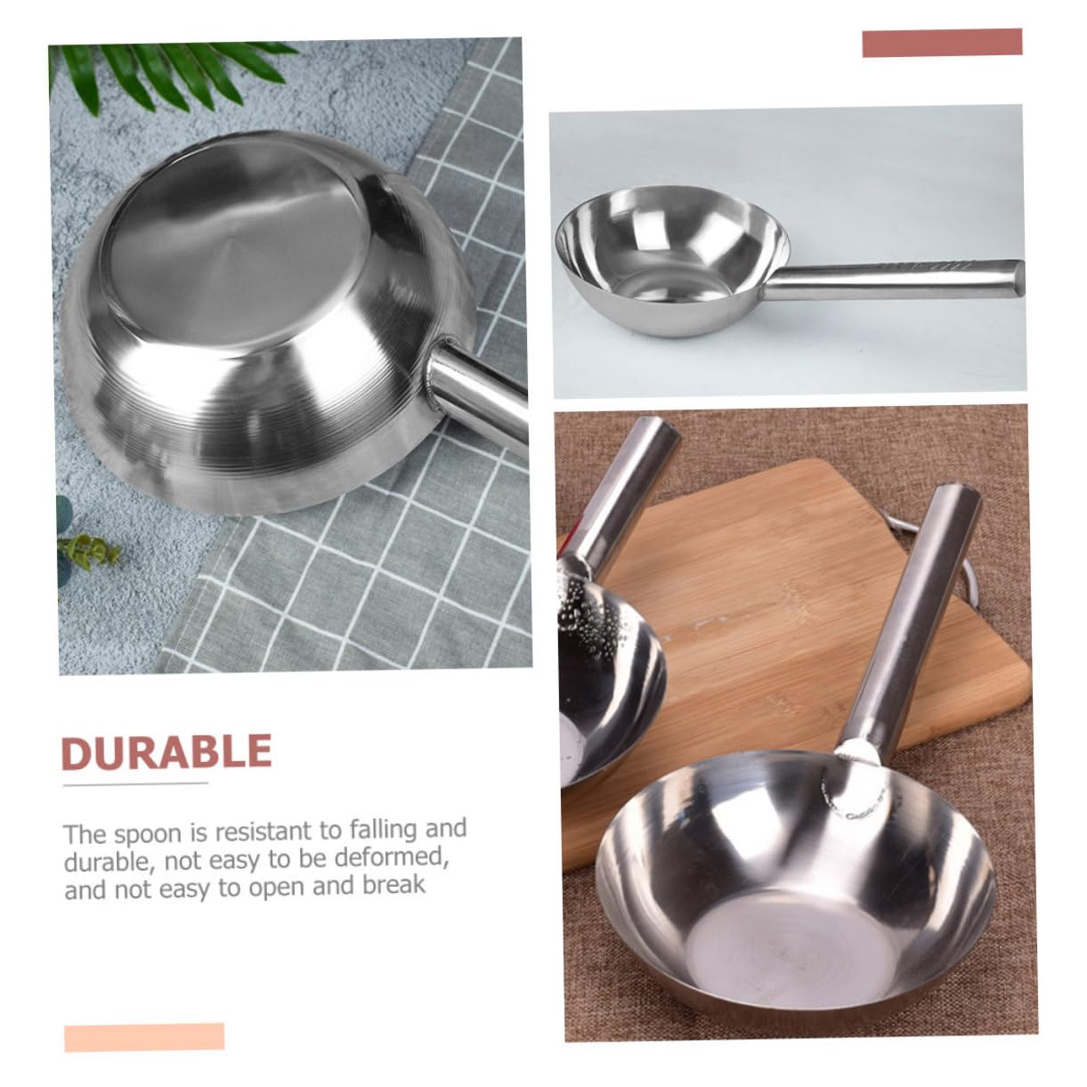Louche à Eau Épaissie en Acier Inoxydable Argentée Cuisine | Moulage Monobloc, Nettoyage des Légumes et Puisage D’eau, Résistance à Déformation, Usage Domestique