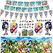 Lemotoy 128pcs Enfant Ensemble de Vaisselle de Fête, Couverts de fête Sonic+Kit Anniversaire Naruto, Inclure Tasses, Serviettes, Bannières, Nappe, Autocollant, Décoration D'anniversaire