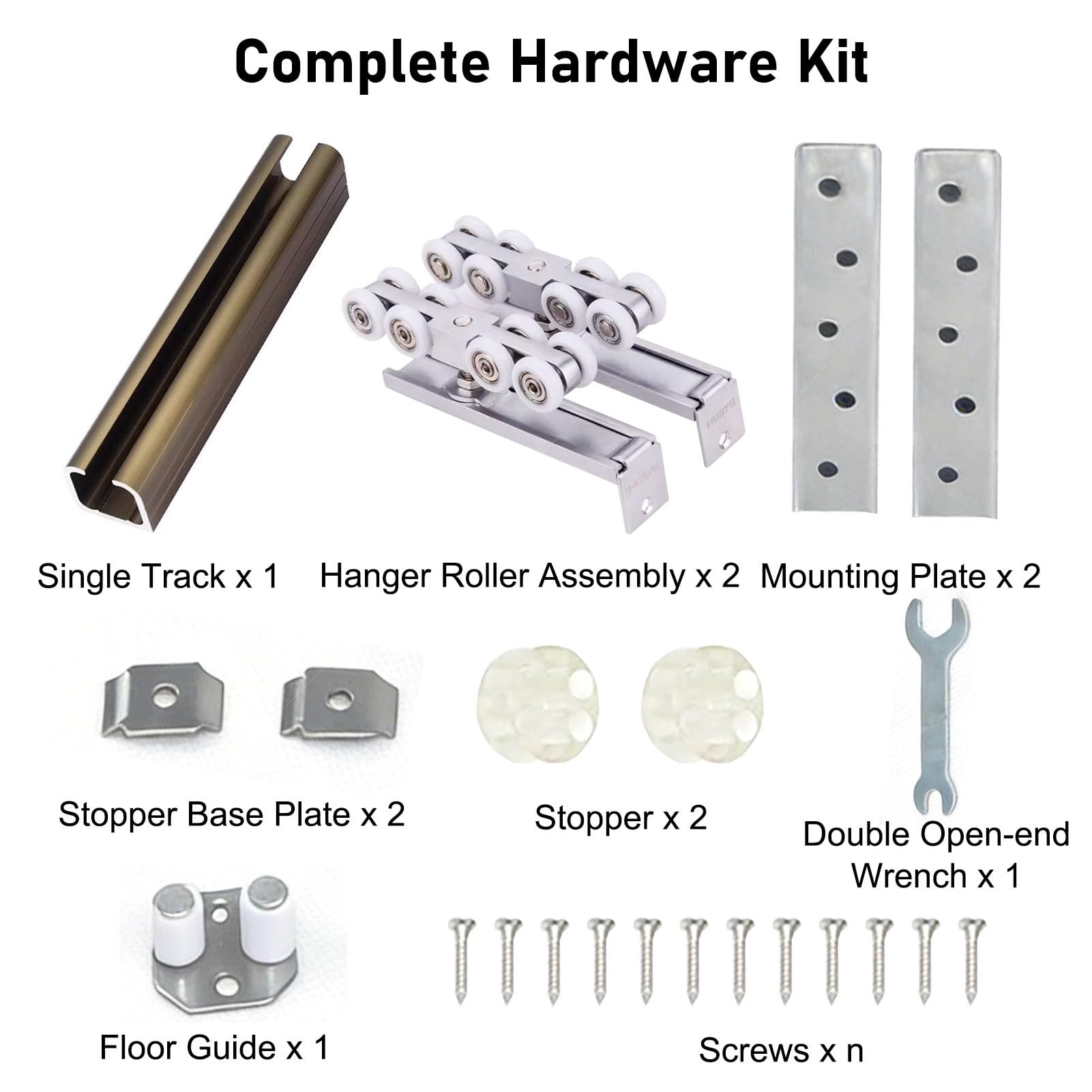 Rail Porte Coulissante Kit de pour Extérieure, Système Suspendu Escamotable, Quincaillerie Grange et Guide Garage(250cm(98.5in))