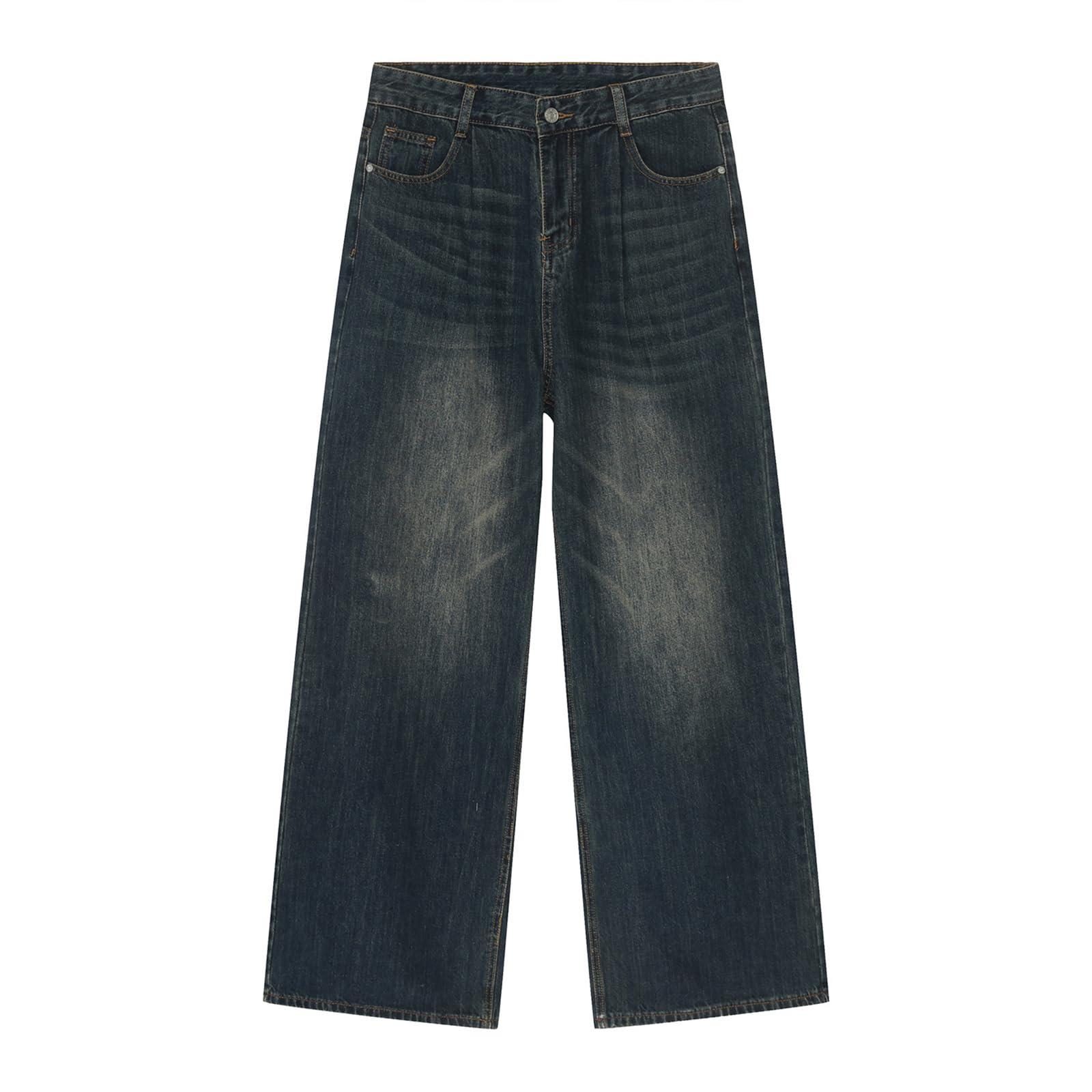 Jeans da Uomo Hip Hop Classico Rap Jeans Gamba Larga Gioventù Popolare Jeans Uomini Gamba Dritta Retro Pantaloni Sciolti Denim Pantaloni
