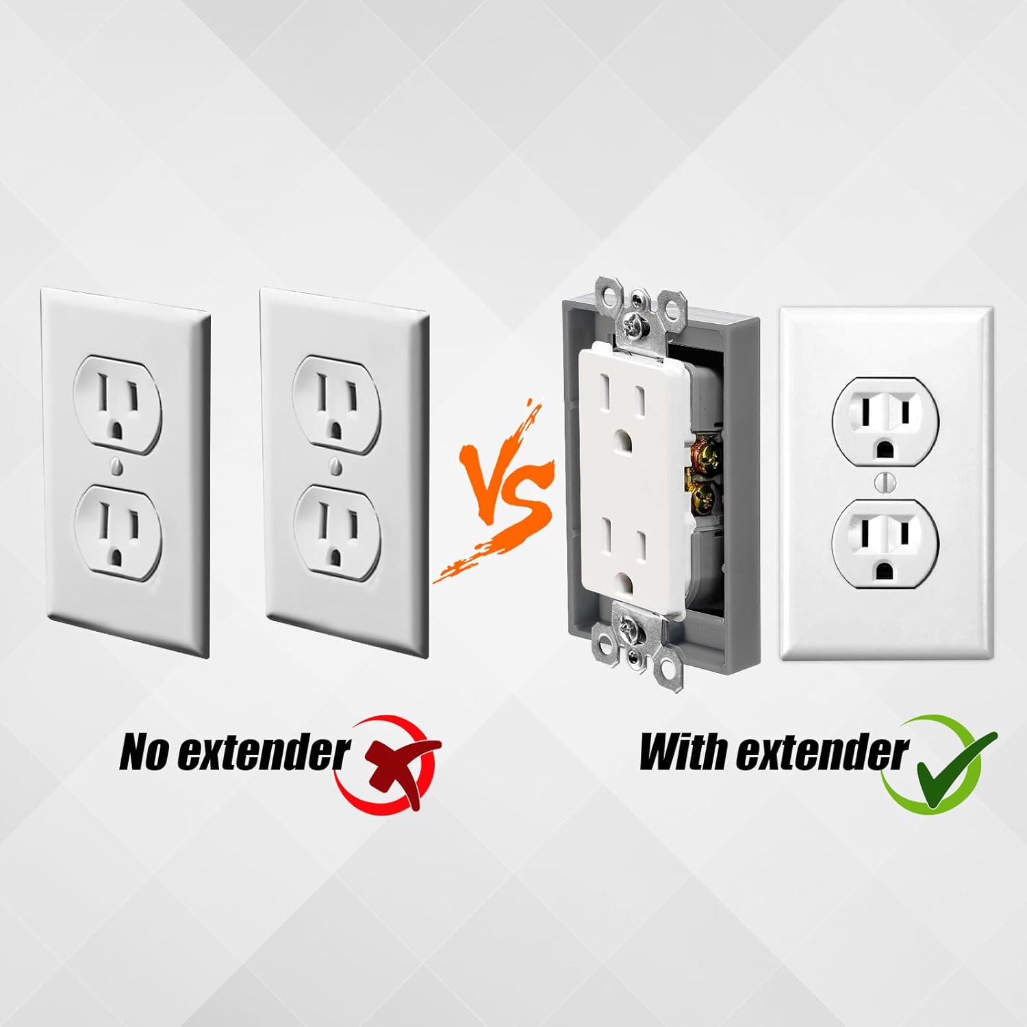 4pcs 1/2 Inch Single Gang Outlet Box Extender, Electrical Outlet Extender Receptacle Extender Outlet Extension Box for Electrical Box and Electrical Outlet Switches (Gray)