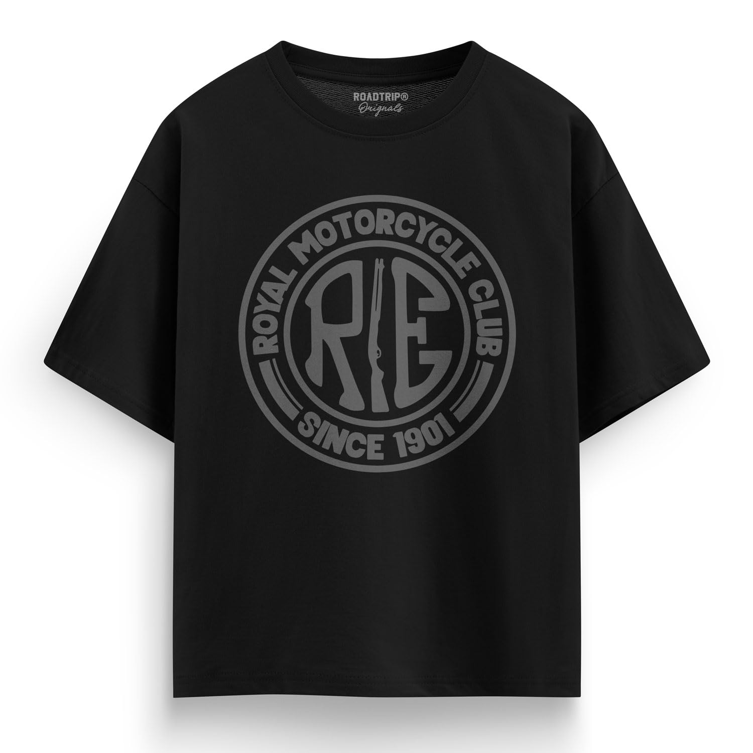 Roadtrip® Originals Royal Motorcycle Club Oversized T-Shirt | Biker and Rider Oversize T Shirt | Heavy Duty 240 GSM Terry Cotton Tshirt-image-41