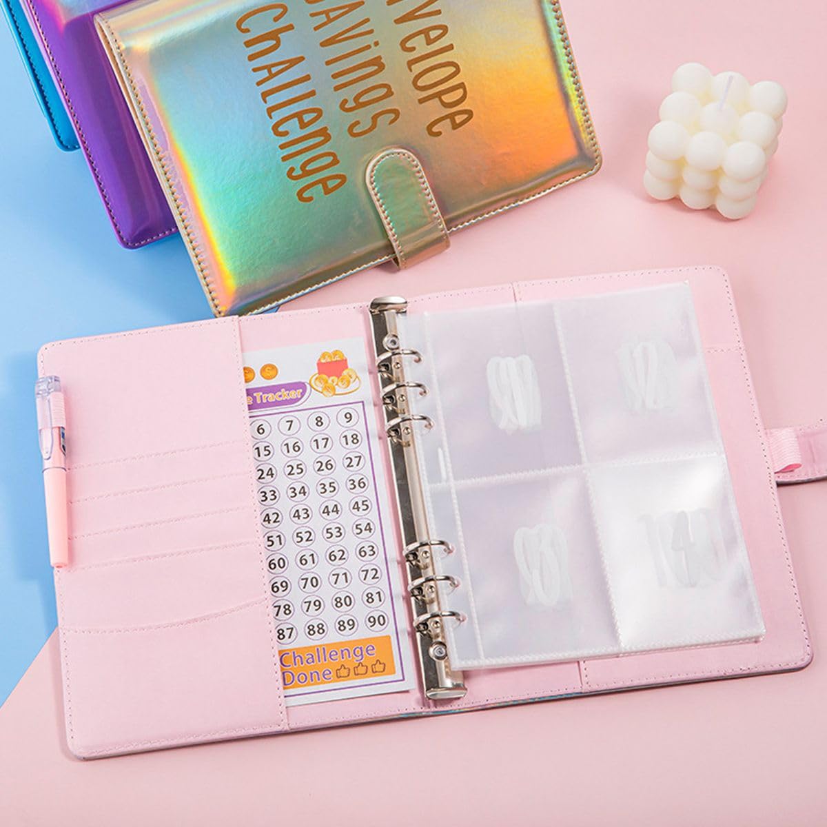100 Umschlag Saving Challenge,Budget Planner Deutsch,A5 Haushaltsplaner mit Umschlägen,Budget Binder Einfache und Unterhaltsame Möglichkeit zu Sparen 5050 €,Sparbuch für Geld Sparen Challenge