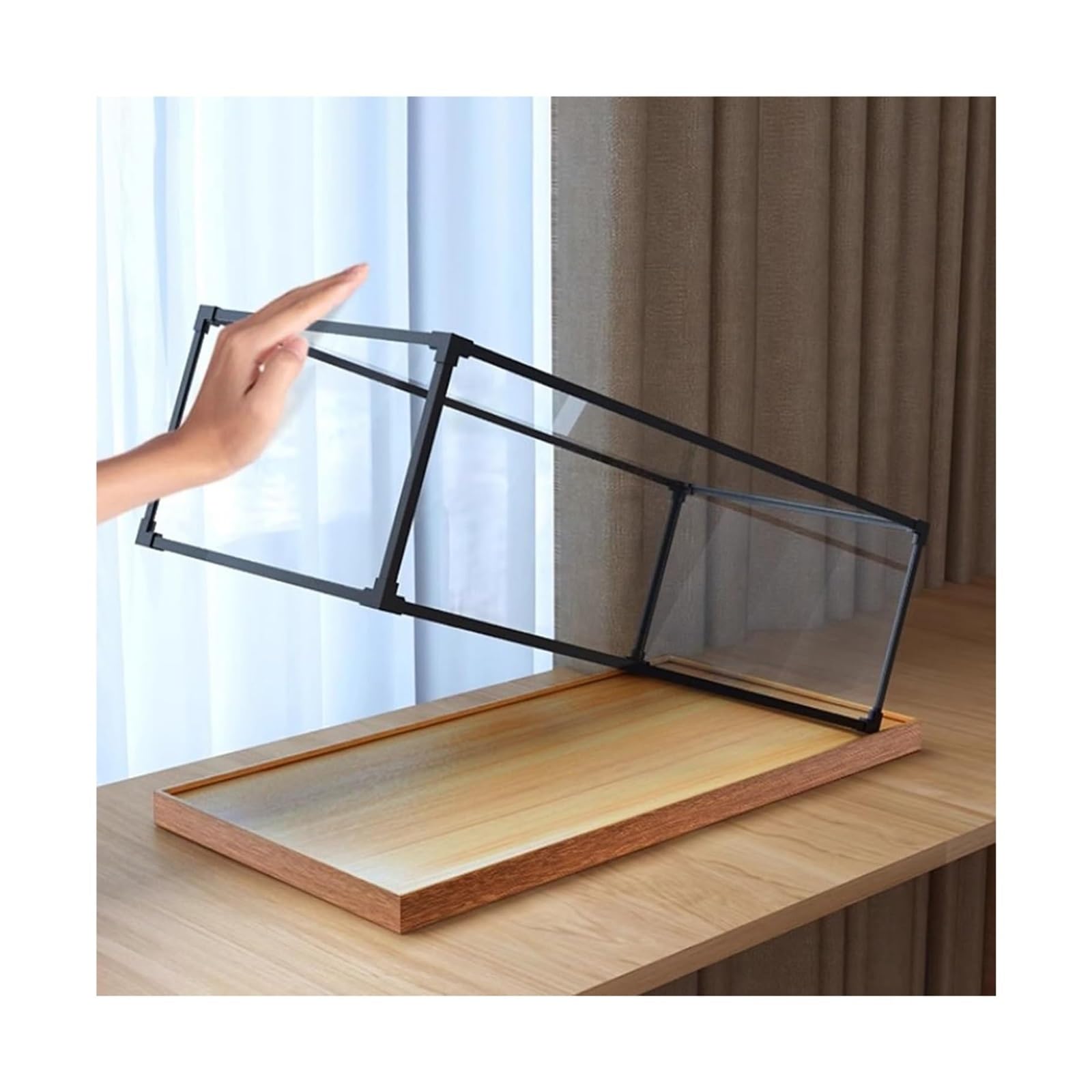 Wunilatev Perspex Clear Cases, Acrylic Display Box Stackable Collectible Display Black Frame Wooden Base Multiple Sizes(30x20x20cm(12x8x8in))